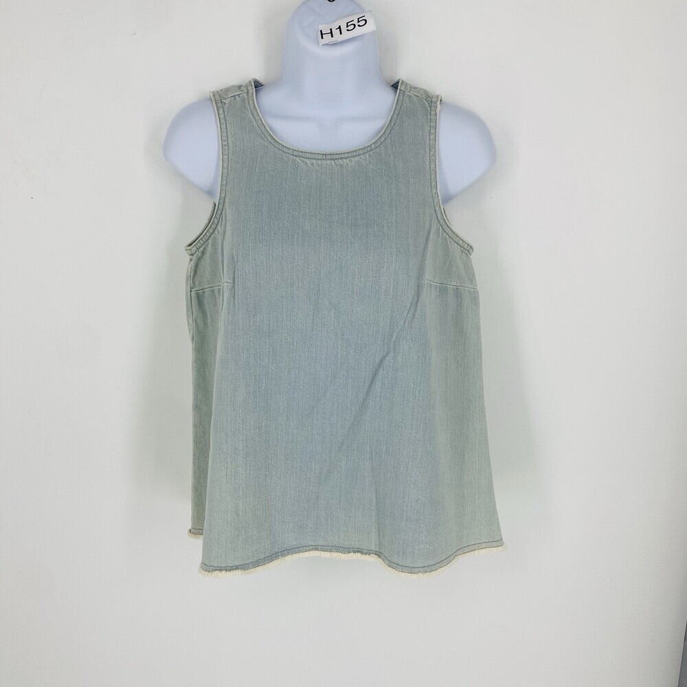 Madewell Chambray Light Denim Top Women's XS Tulip Back Zipper Cotton Sleeveless